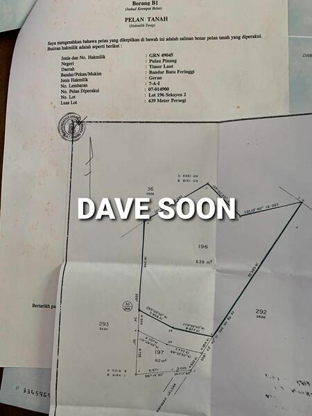 Bungalow Land for Sale in Batu Ferringhi, Batu Ferringhi by Dave Soon - iProperty.com.my