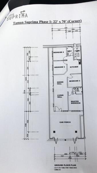 Rumah Teres 1-Tingkat untuk Dijual di Parit Raja, Batu Pahat oleh M Jamil Ali - Corner Unit Layout Plan Sebenar Rumah Ini - iProperty.com.my