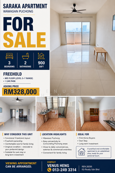 Apartment for Sale in Pangsapuri Saraka by Venus Heng - iProperty.com.my