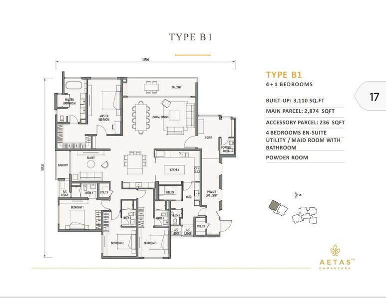 Condominium for Sale in Aetas Damansara by Joanne Chen - Aetas Damansara Type B1 layout - iProperty.com.my