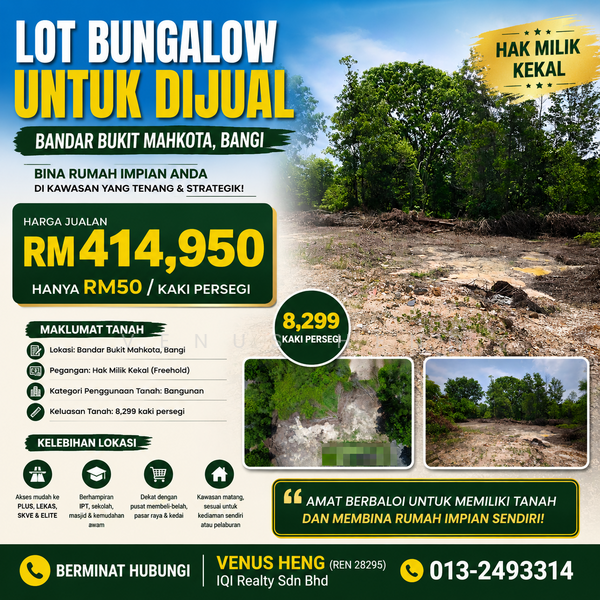 Residential Land for Sale in Bandar Bukit Mahkota, Bangi by Venus Heng - iProperty.com.my