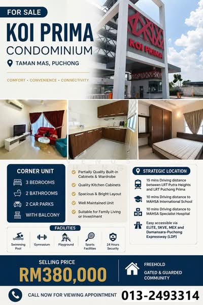 Condominium for Sale in Koi Prima Condominium by Venus Heng - iProperty.com.my