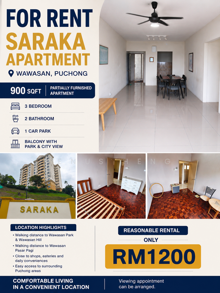 Pangsapuri untuk Disewa di Pangsapuri Saraka oleh Venus Heng - iProperty.com.my