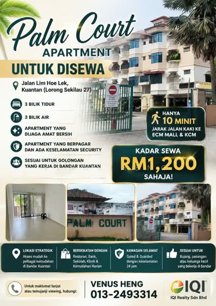 Pangsapuri untuk Disewa di Palm Court oleh Venus Heng - iProperty.com.my