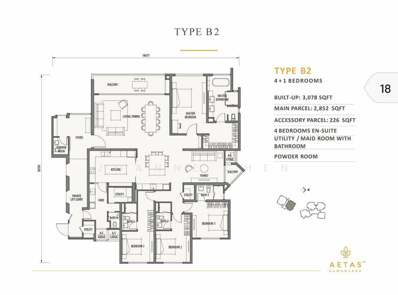 Condominium for Sale in Aetas Damansara by Joanne Chen - Aetas Damansara Type B2 layout - iProperty.com.my
