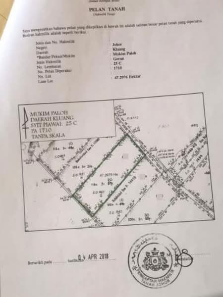 Tanah Pertanian untuk Dijual di Paloh, Johor oleh James Ek - iProperty.com.my