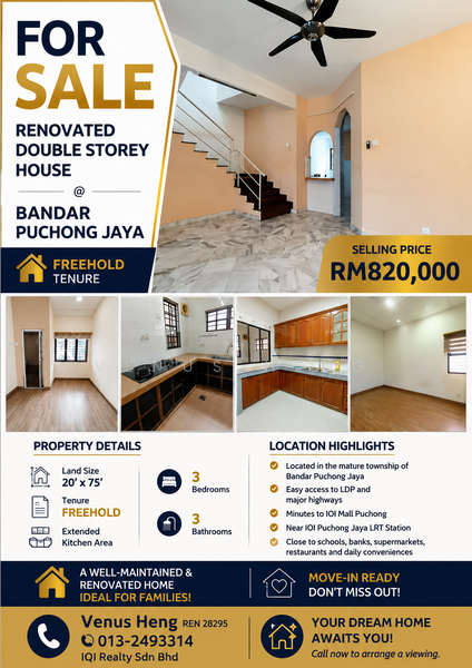 Rumah Teres 2-Tingkat untuk Dijual di BANDAR PUCHONG JAYA, Puchong oleh Venus Heng - iProperty.com.my