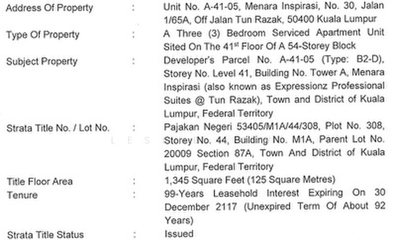 Kediaman Servis untuk Dijual di Expressionz Professional Suites oleh Leslie Low - iProperty.com.my
