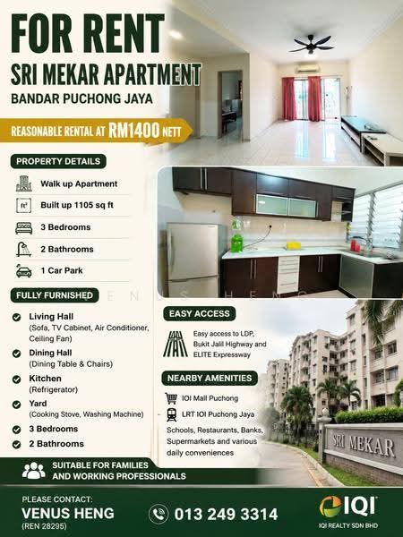 Apartment for Rent in Pangsapuri Sri Mekar by Venus Heng - iProperty.com.my