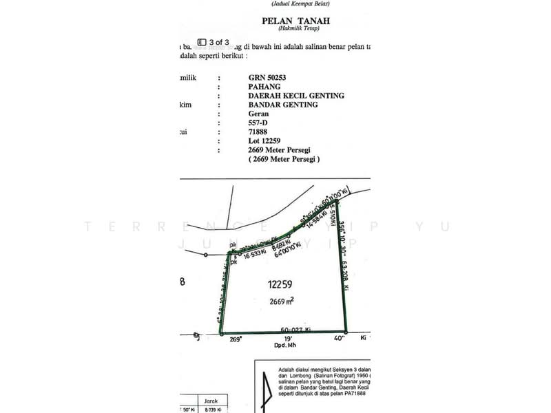 Tanah Kediaman untuk Disewa di Genting Highlands, Bentong oleh Terrence Yip - iProperty.com.my