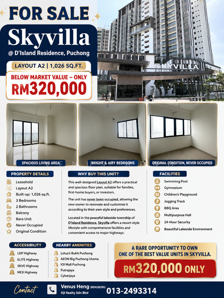 Condominium for Sale in Skyvilla @ D'Island by Venus Heng - iProperty.com.my