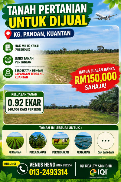 Agricultural Land for Sale in Kampung Pandan 1, Kuantan by Venus Heng - iProperty.com.my