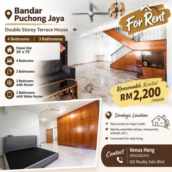 2-storey Terraced House for Rent in BANDAR PUCHONG JAYA, Puchong by Venus Heng - iProperty.com.my