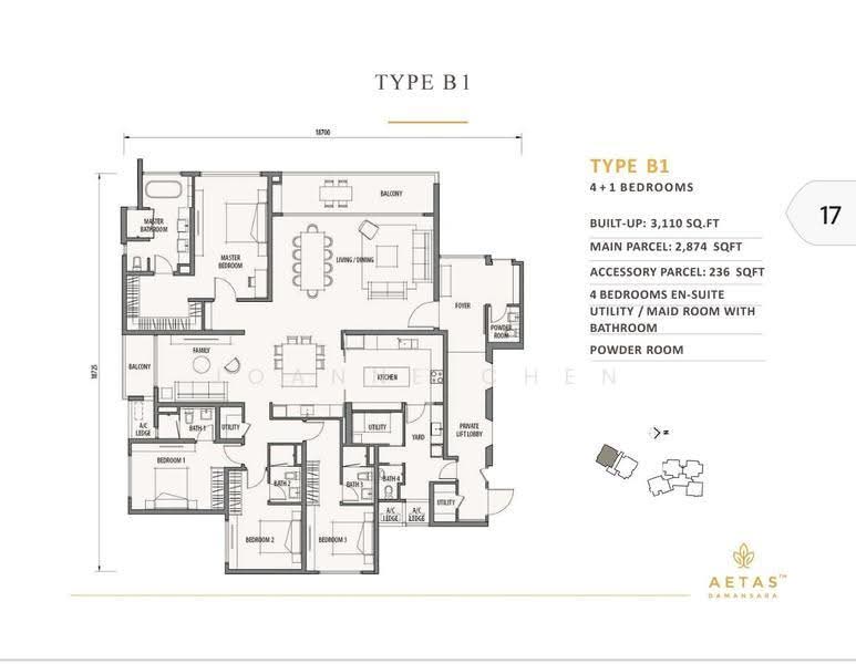 Condominium for Sale in Aetas Damansara by Joanne Chen - Aetas Damansara Type B1 layout - iProperty.com.my