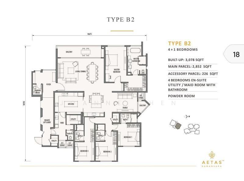 Condominium for Sale in Aetas Damansara by Joanne Chen - Aetas Damansara Type B2 layout - iProperty.com.my