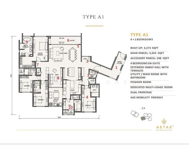 Condominium for Sale in Aetas Damansara by Joanne Chen - Aetas Damansara Type A1 layout - iProperty.com.my