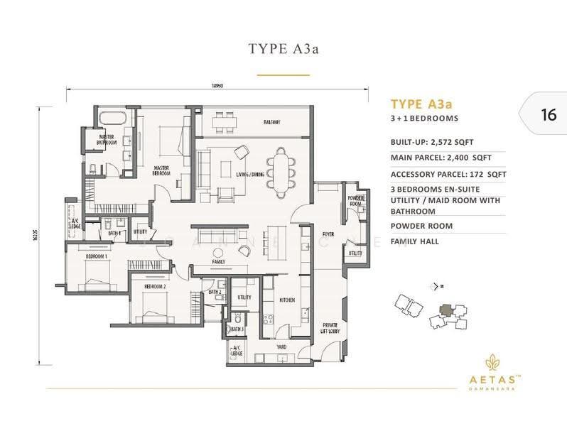 Condominium for Sale in Aetas Damansara by Joanne Chen - Aetas Damansara Type A3a layout - iProperty.com.my