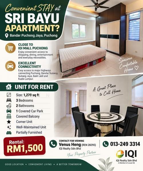 Apartment for Rent in Sri Bayu Apartments by Venus Heng - iProperty.com.my
