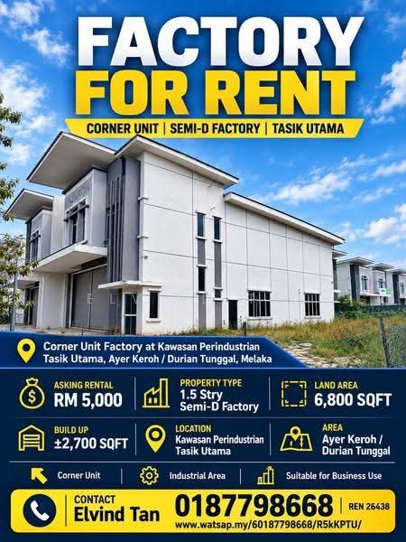Factory for Rent in Kawasan Perindustrian Ayer Keroh, Ayer Keroh by Elvind Tan - iProperty.com.my