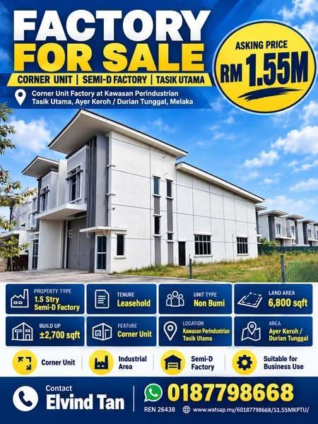 Factory for Sale in Ayer Keroh, Melaka by Elvind Tan - iProperty.com.my